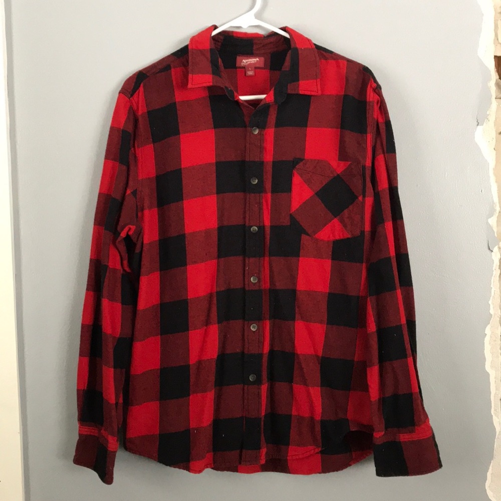 Red and black buffalo check flannel